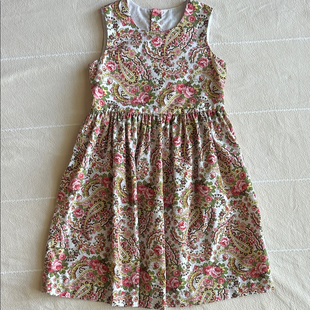 Kelly's Kids Paisley Dress in Pink, Green, and Yellow and Brown Size 7-8